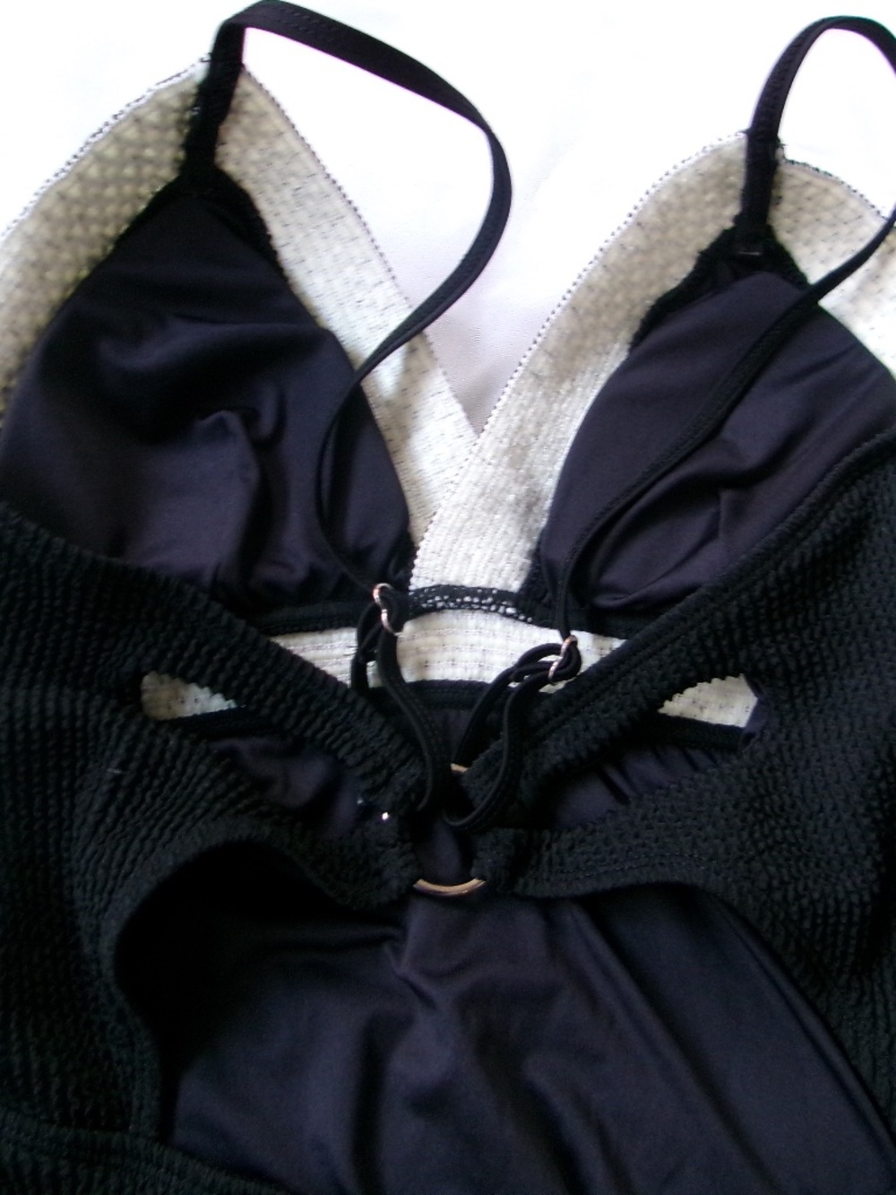 Mango Black Boho One Piece Swimsuit Size Medium - Picture 3 of 3